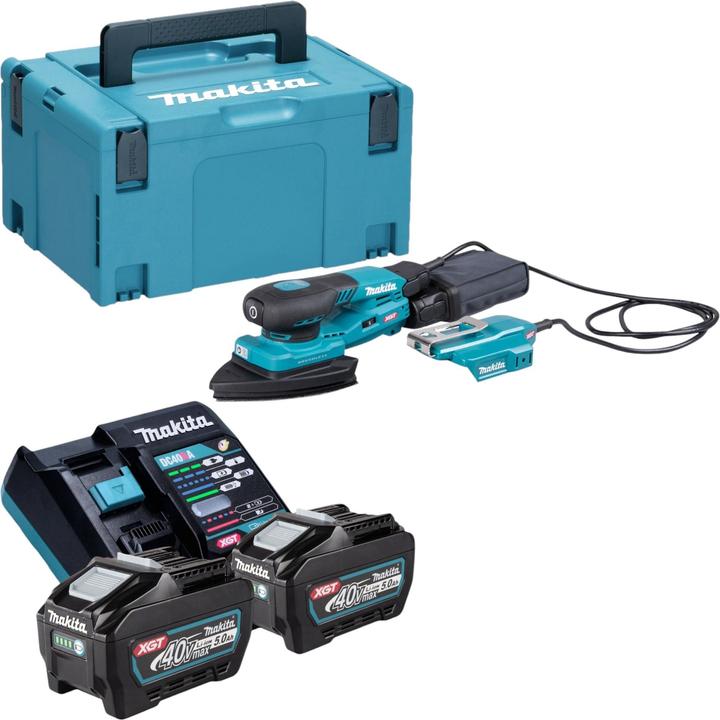 Makita BO 006 CGT201 Akku Deltaschleifer 40 V max. 100 x 150 mm 3,0 mm Hub Brushless + 2x Akku 5,0 (Exzenterschleifer)