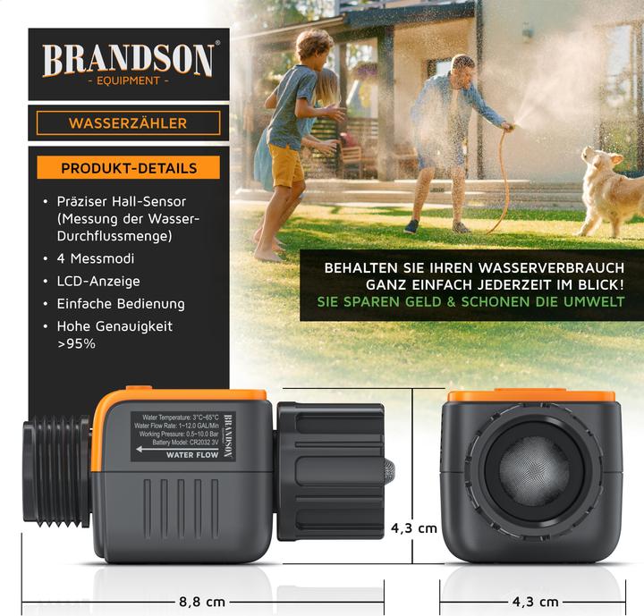 Actual product image Brandson Water meter, digital flow meter 3/4 inch, water meter, flow meter water meter (Water timer)