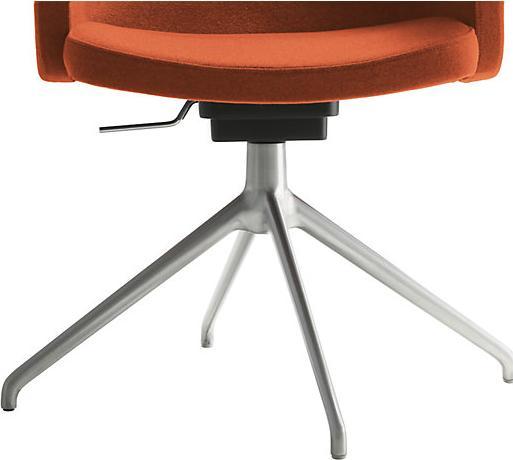 Actual product image Topstar SFH meeting room armchair, 3D seat joint and aluminium five star base, orange.