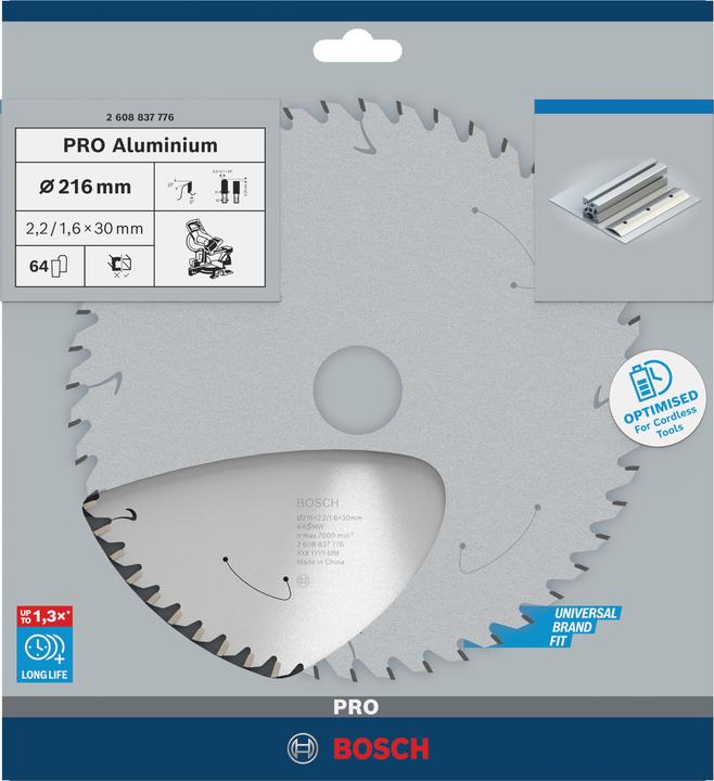 Actual product image Bosch Professional Zubehör PRO Aluminium cordless circular saw blade, 216 x 2.2 x 30 mm