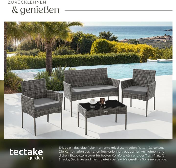 Produktbild tectake Rattan Gartenset Palese für 4 Personen