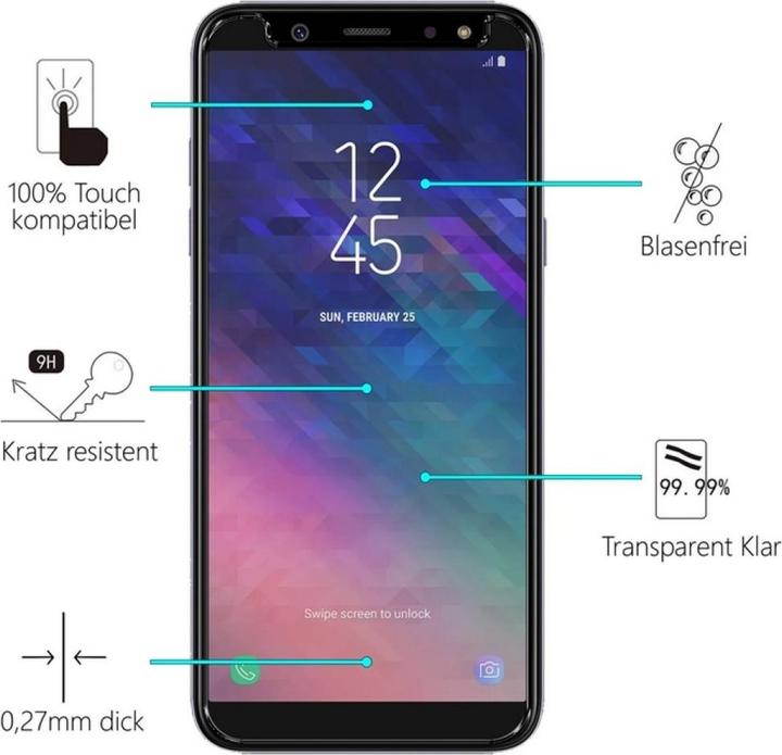 Actual product image Screenguard Samsung Galaxy A6 2018 bulletproof glass protective film Case Friendly Design (1 Piece, Samsung Galaxy A6)