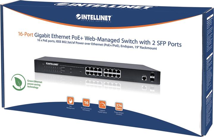 Produktbild Intellinet IC Intracom INT Switch 16Port Gigabit Ethernet PoE WebManaged (16 Ports)