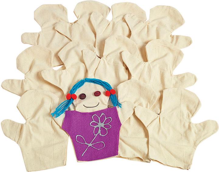 Actual product image Colorations Colourings - Decorate your own canvas hand puppets, set of 12