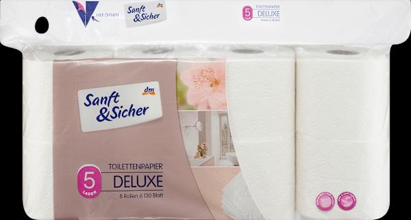 Produktbild dm Sanft&Sicher Toilettenpapier Deluxe 5-lagig (8x130 Blatt)