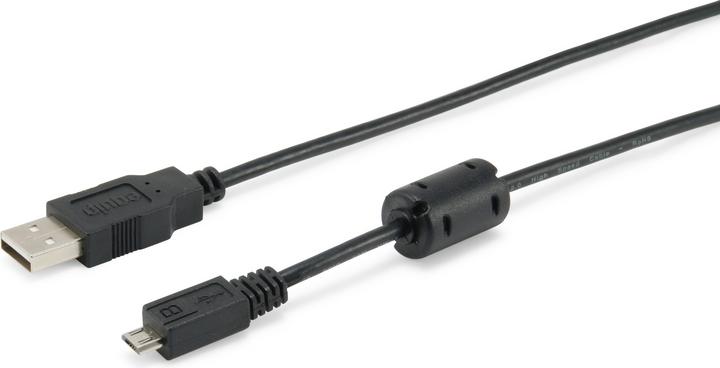 Actual product image equip USB 2.0 Cable A/M/ to Micro with ferrite core black (1 m, USB 2.0)