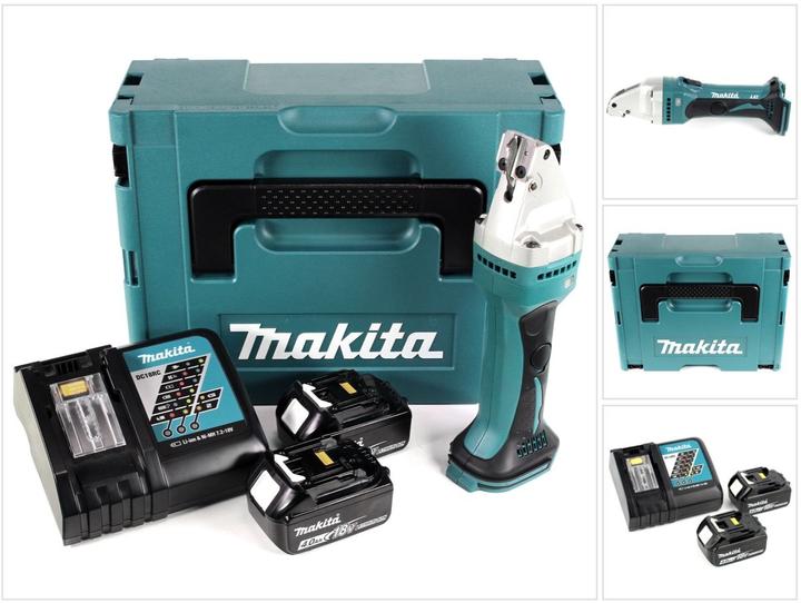 Makita DJS 161 RMJ 18 V Li-Ion Cisaille métal avec Coffret de transport Makpac + 2x Batteries 4,0 Ah