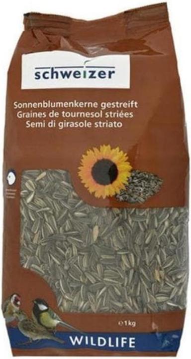 Immagine prodotto Schweizer Eric Mangime invernale per uccelli Semi di girasole a strisce, 1 kg (1 x, 1.01 kg)
