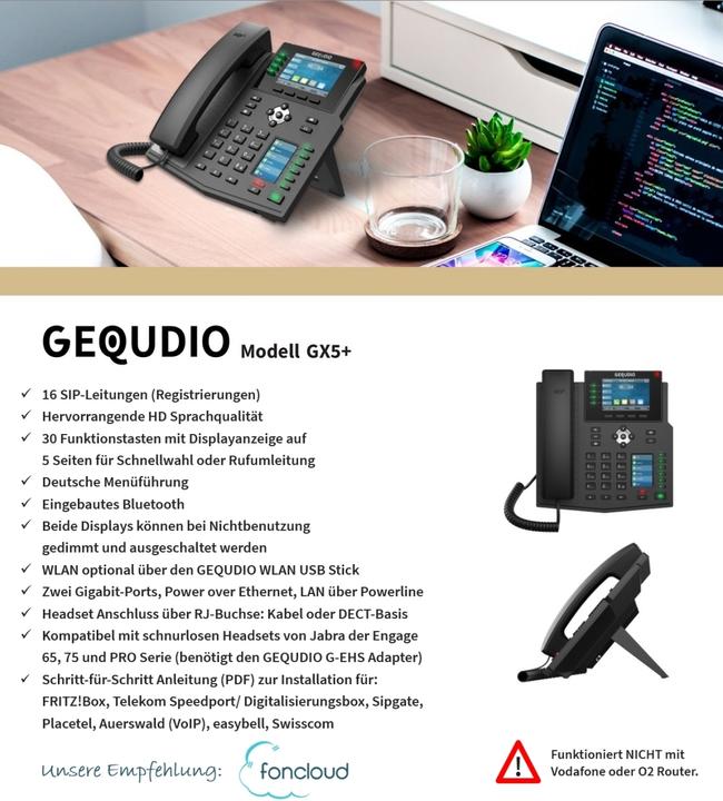 Image du produit Gequdio GX5+ Kit téléphone IP avec adaptateur secteur & casque