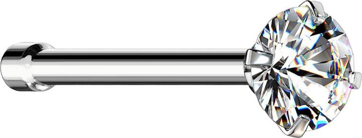 Produktbild Star Piercing Nasenstecker gerade silber runder Kristall silber gefasst (ohne Messing, Chirurgenstahl 316L)