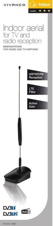 Immagine prodotto Vivanco Tva 2040 (Antenna interna, 10 dB, DAB/ DAB+, DVB-T / -T2)