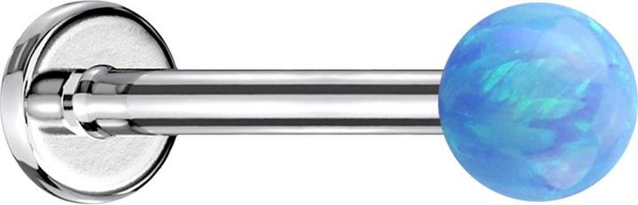 Produktbild Star Piercing Micro Labret silber mit Kugel Opal hellblau (ohne Messing, Chirurgenstahl 316L)