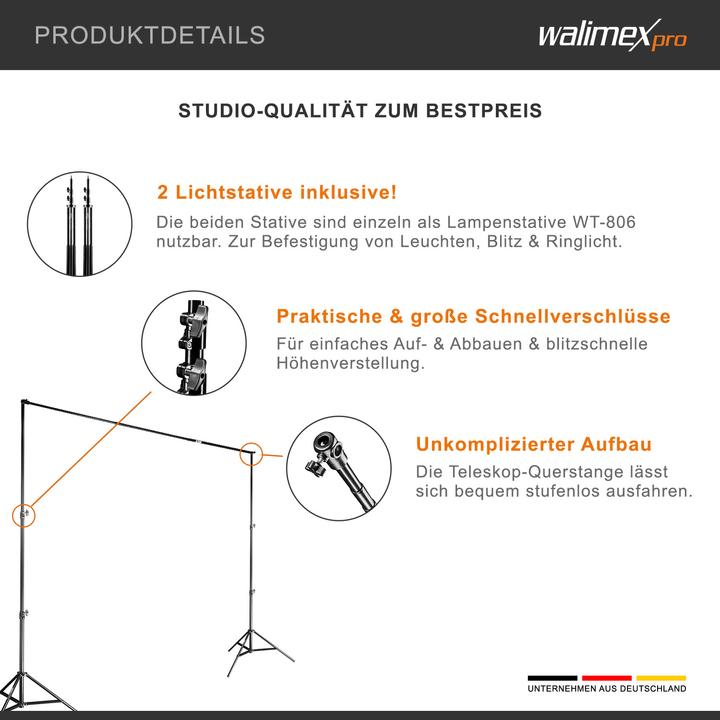 Actual product image Walimex Telescope XXL background system, 1.9-4.65m (465 cm, 400 cm)
