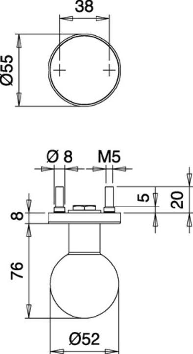 Produktbild EDI Türknopf K5/052/01 Edelstahl F00 Aufnahme 8 mm Kugelknopf (Türknopf)