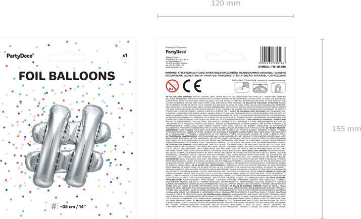 Actual product image Partydeco Balloon "Hashtag" in silver (1 x)