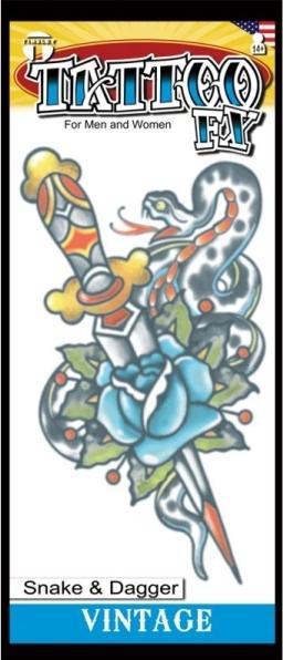 Immagine prodotto Tinsley Transfers Tatuaggio con serpente e pugnale | Tatuaggi adesivi