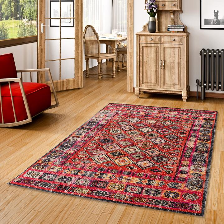 Actual product image Pergamon Kurzflor Designer Teppich Modern Vintage Orient Muster (160 x 230 cm)