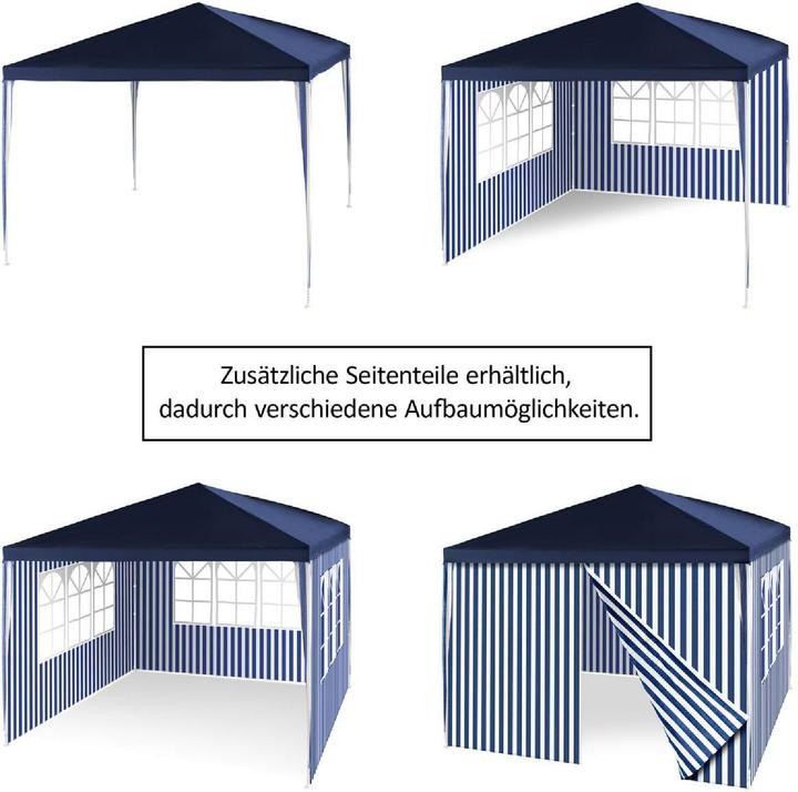 Produktbild VCM Pavillon Partyzelt 3x3m blau weiss wasserdicht 4 Seitenteile Gartenzelt Eventzelt (300 cm, 300 cm)