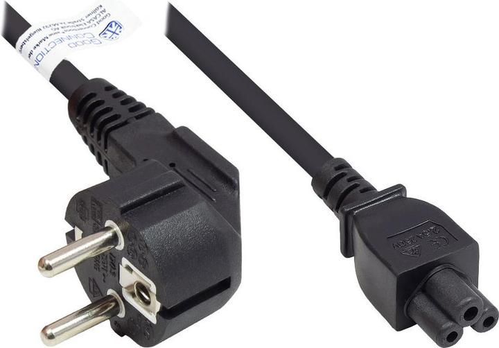 Immagine prodotto Good Connections Cavo di rete con contatto di terra tipo E+F (CEE 7/7, angolato) a C5 (diritto) per notebook, nero, 0 (1.80 m, CEE 7/7)