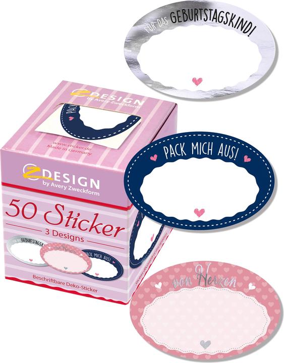 Actual product image Avery Dennison Zweckform ZDesign sticker "gift label" on roll, labels made of paper, silver embossed, be