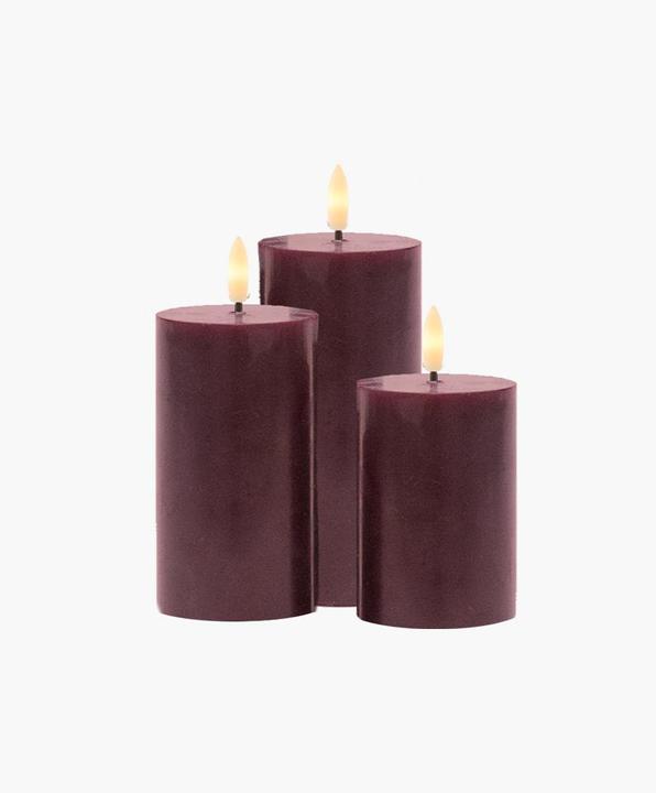 Immagine prodotto Sirius Set di candele LED Sille, 10/12.5/15cm, Bordeaux, ricaricabili (3 x)