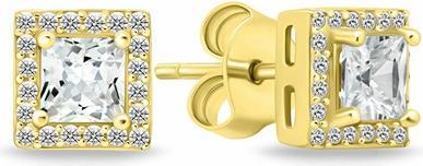 Produktbild Brilio Silver - Gold-plated stud earrings with black zircons EA580RBC - Diameter: 0.6 cm