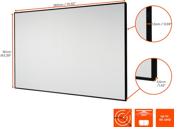 Image du produit Celexon Ecran de projection HomeCinema à haut contraste Frame 280 x 158 cm, 126" - Dynamic Slate ALR (16:9)