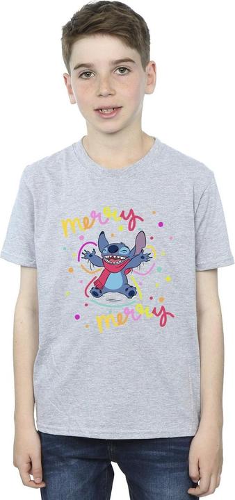 Actual product image Disney Boys Lilo & Stitch Merry Rainbow T-Shirt (116)