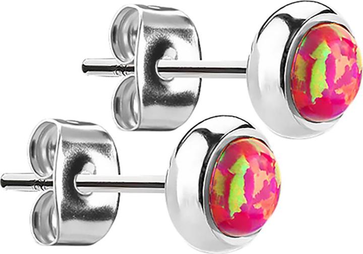 Produktbild Star Piercing Ohrstecker silber mit Opal rot (ohne Messing, Chirurgenstahl 316L)