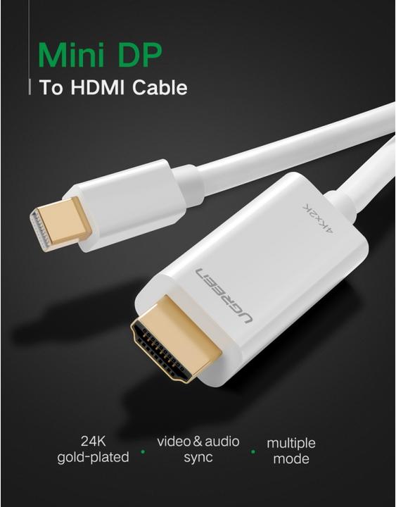 Actual product image Ugreen Mini Display Port to HDMI 4K 1080p (1.50 m, HDMI)