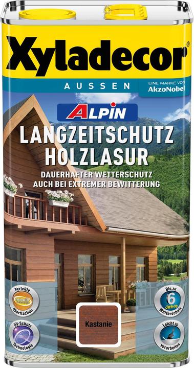 Produktbild Xyladecor Alpin Langzeitschutz Holzlasur Kastanie (Kastanie, 5 l)