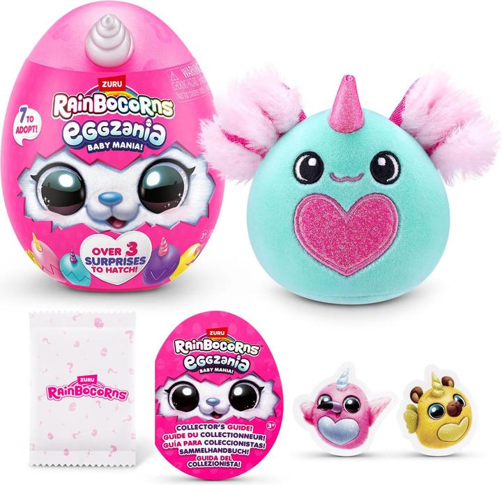 Actual product image Zuru RAINBOCORNS-EGGZANIA-PLUSH SOFT MINI,S1,SHRINK WRAP,TQ,12PC