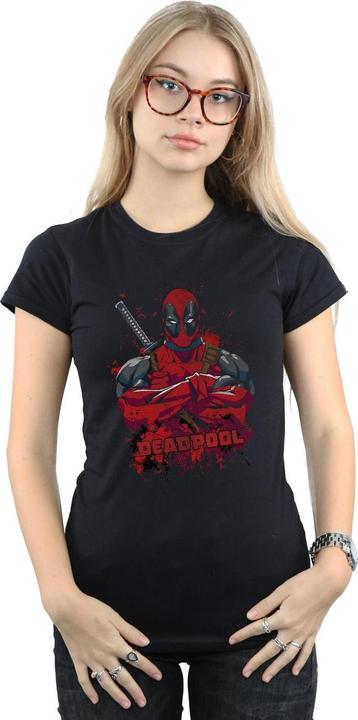 Actual product image Womens/Ladies Deadpool Pose Splat Cotton T-Shirt (M)