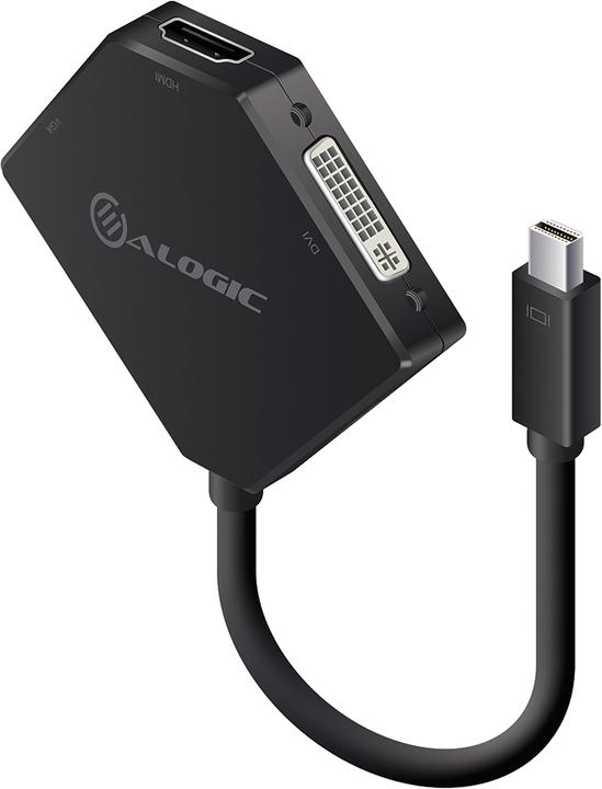 Alogic Adapter Mini DPort to HDMI DVI VGA M/3F schwarz (Mini DP, VGA, DVI, HDMI, 25 cm)