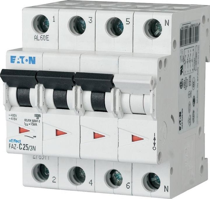 Actual product image Eaton overcurrent switch 3P+NC 10A 15 kA AC FAZ C10/3N (278971)