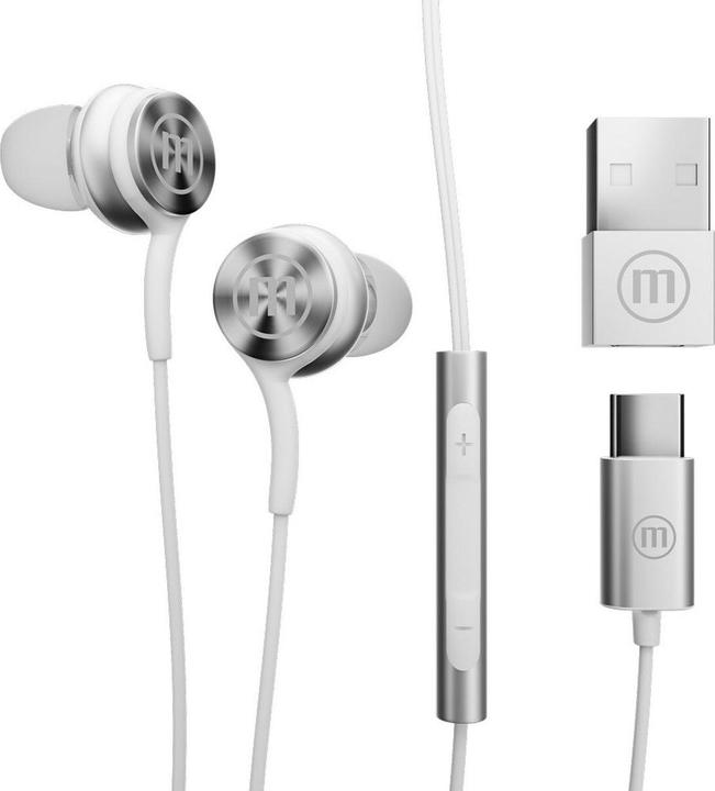 Produktbild Maxell XC1 USB-C kabelgebundener Kopfhörer mit USB-A Adapter weiss (Kabelgebunden)