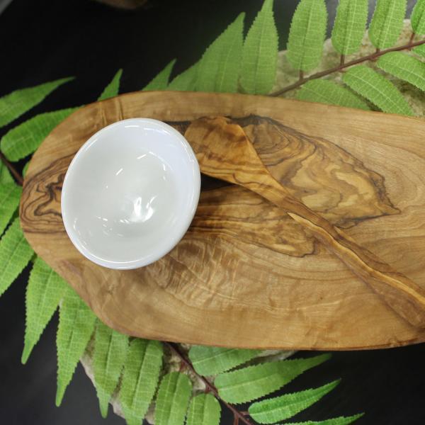 Actual product image Natura Punto Olive snack set, board with natural edge, 22 cm, ceramic bowl, spoon