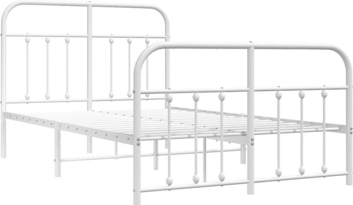 Produktbild VidaXL Bettgestell mit Kopf- und Fussteil Metall Weiss 120x200 (120 x 200 cm)