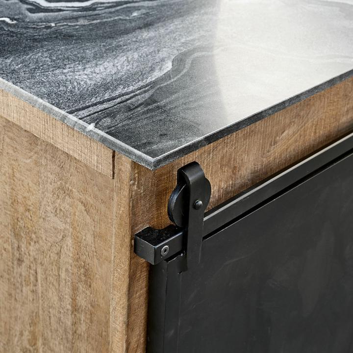 Actual product image Loberon Oakland kitchen unit brown/antique black (110 x 75 x 97 cm)