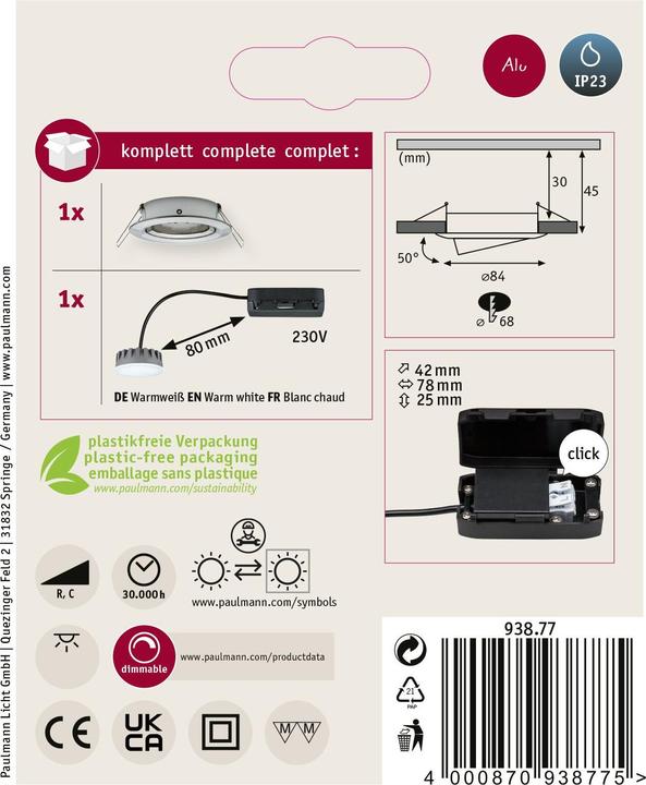Actual product image Paulmann Nova Plus Set recessed luminaire (425 lm)