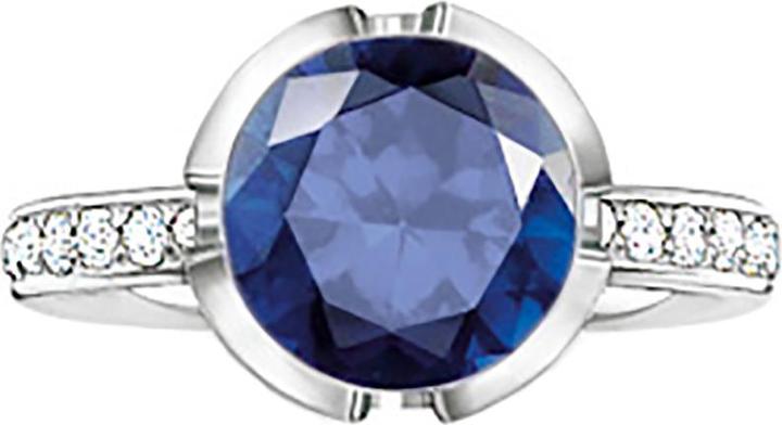 Actual product image Thomas Sabo Ring syn. corundum dark blue / zirconia TR2037-050-32 (52, 925 Silver)