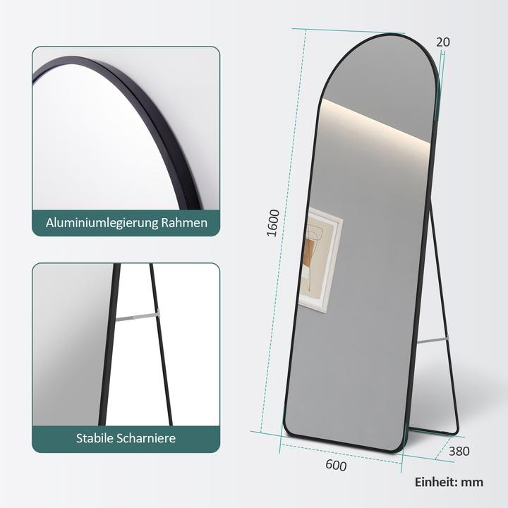 Produktbild Emke Bogen Standspiegel mit Rahmen aus Aluminium, 60*160cm, Schwarz