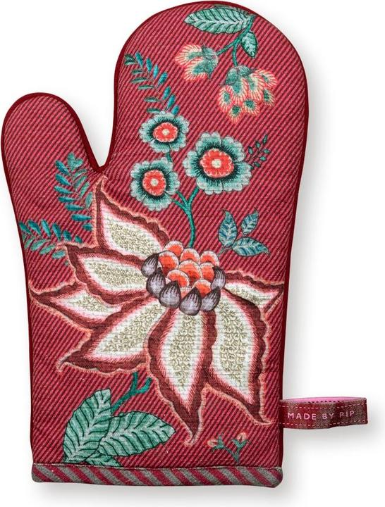 Actual product image PIP Studio Flower Festival oven glove dark pink 29 x 15 cm (Cotton)
