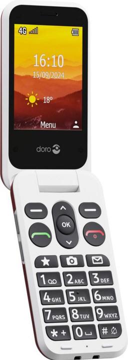 Actual product image Doro Leva L30, Clamshell, Single SIM, 7.11 cm (2.8"), 2 MP, 1150 mAh, Red, White (2.80", 2 Mpx, 4G)