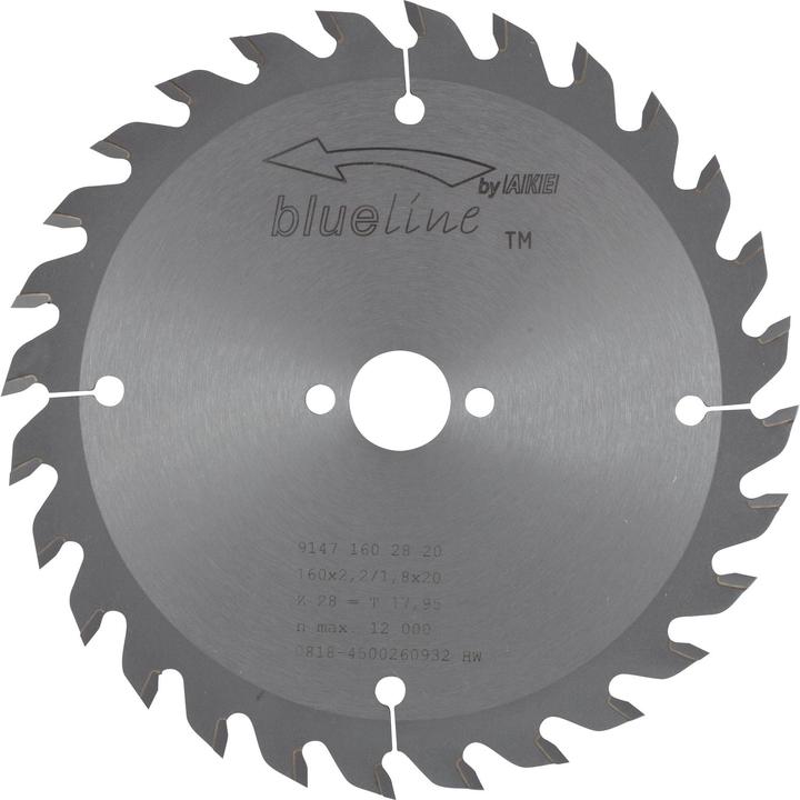 Immagine prodotto Ake Lama circolare blueline per legno e plastica Ø 160 x 2,2 x 20 mm, 28 denti