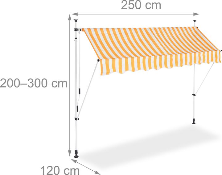 Actual product image Relaxdays Telescopic Canopy Yellow/White (2.50 m)