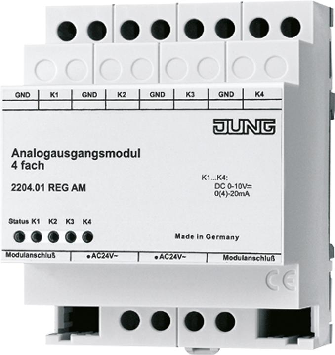 Actual product image JUNG Analogue actuator KNX extension REG 4TE 0-20mA 0-10V 2204.01REGAM