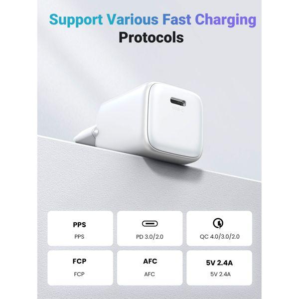 Productafbeelding Ugreen Nexode Mini 20W PD GaN Tech Charger Wit (20 W)