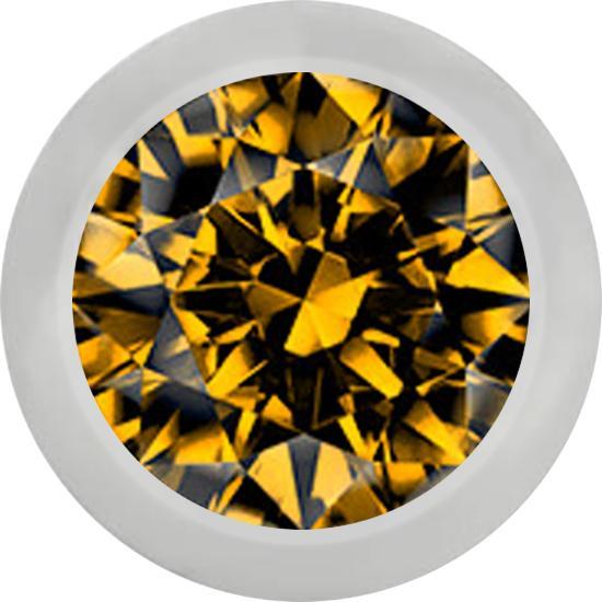 Produktbild Star Piercing Micro Kugel silber mit Kristall topaz (ohne Messing, Chirurgenstahl 316L)