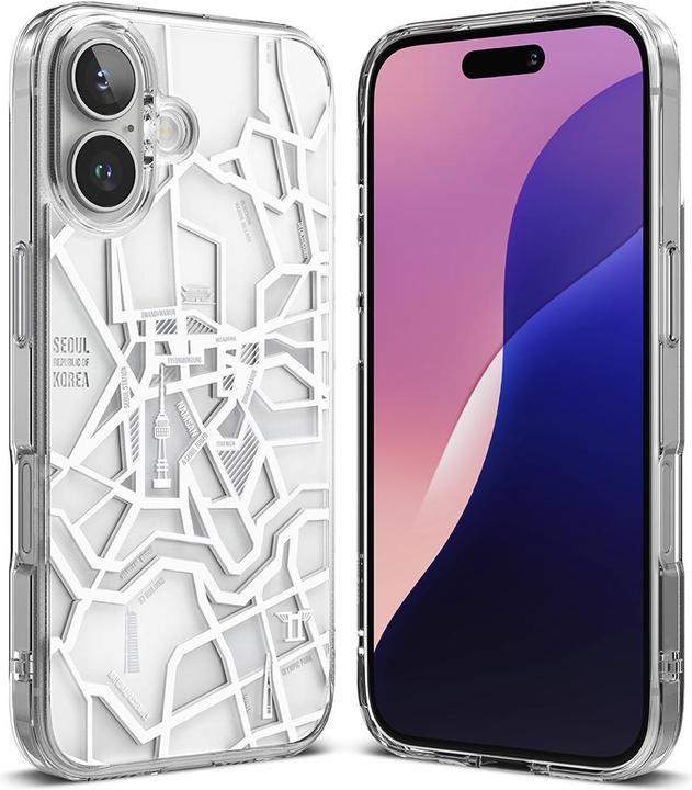 Actual product image Ringke - Fusion Design - iPhone 16 Plus - Seoul Map White (Apple iPhone 16 Plus)